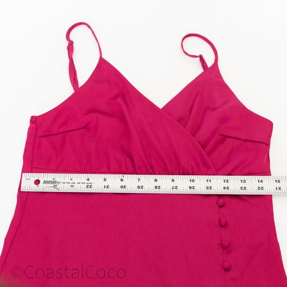 En Crème Satin Slip Midi Dress Pink M Cocktail Slip Spaghetti Silky Y2K Formal - Picture 8 of 9